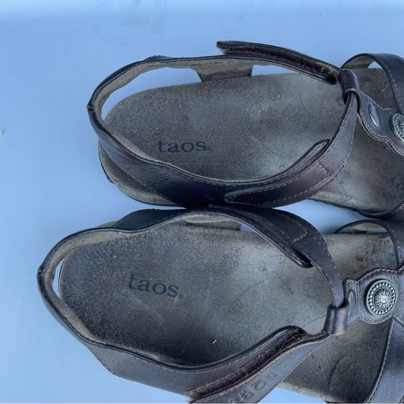 Taos treasure sandals brown size 9 leather adjustable ankle strap - Picture 5 of 6